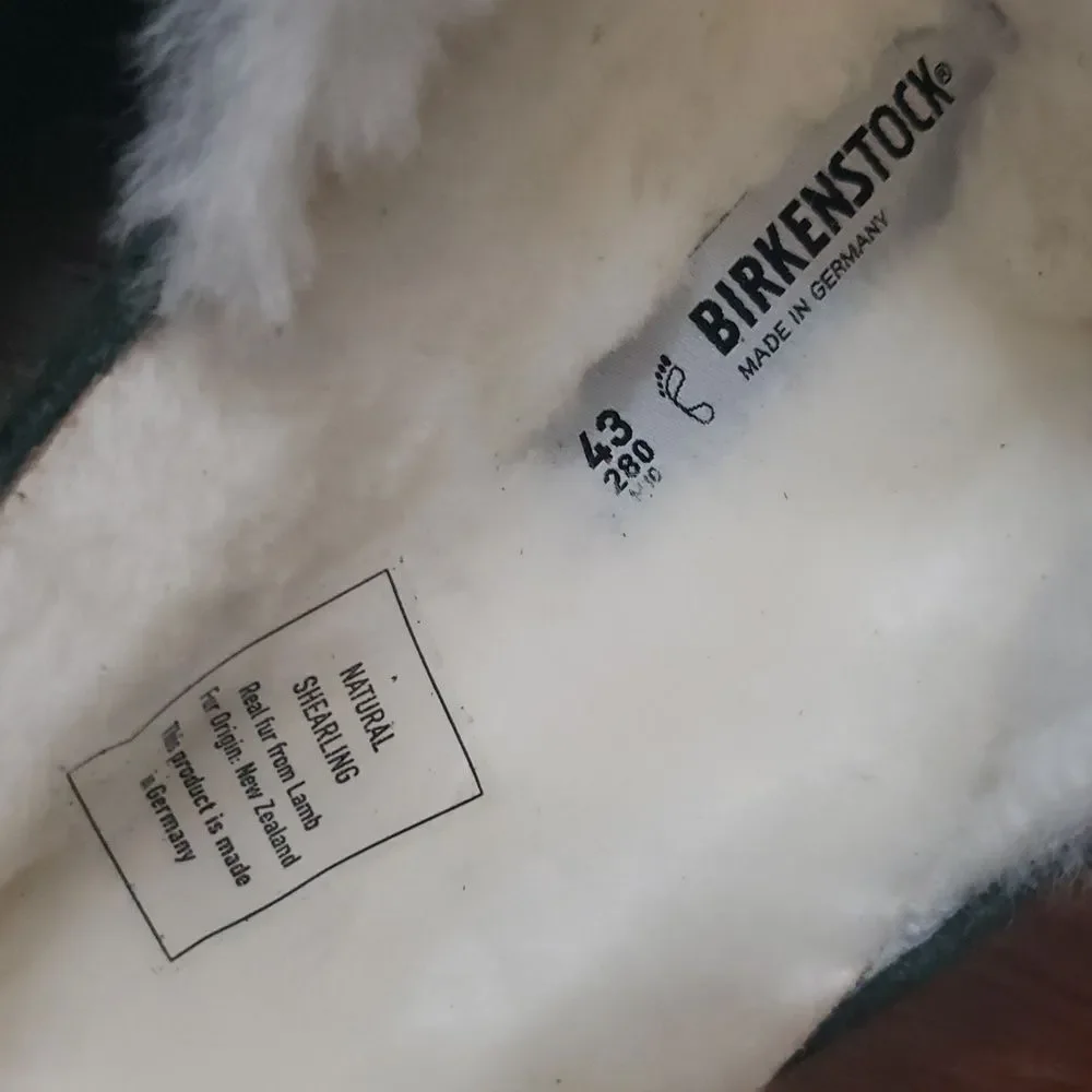 NWT Birkenstock Green Suede Leather Lamb Shearling Arizona Wide Footbed Size 43